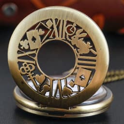 Cute Red Spade Rabbit Poker Quartz Pocket Watch Vintage Gentleman Pendant Universal Festival Gift for Boys and Girls