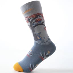 Combed cotton new lighthouse retro Japanese tide socks men and women embroidered mid-tube socks