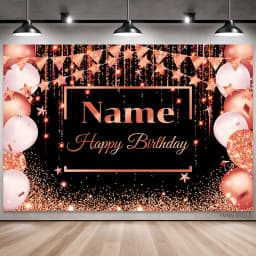 Custom Name Birthday Photo Backdrop Banner - Glitter Stars & Balloons Background with Replaceable Text for Party Decor