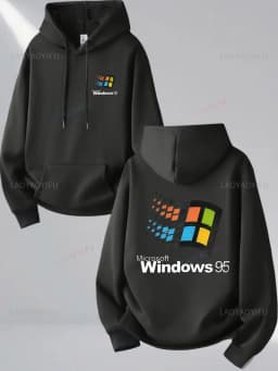 Windows 95 Graphic Vintage for Tech Enthusiasts Casual Streetwear Outfit Print Soft Material Pullover Pattern Hoodie Unisex Top