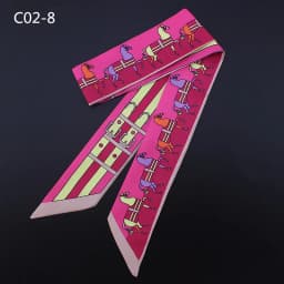 Elegant Printed Pony Design Simulated Silk Scarf Womens Shawl Multi Purpose Binding Ribbon Decoration Wholesale  Accessory