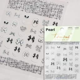 1pcs 5D Diamond Japanese White Lace Bow Nail Art Stickers Pearl Rhinestones Nail Decoration Adhesive Decals Slider DIY Accessory