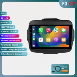 6115 Carplay 4G-LTE 9" Car Radio Android for Jeep Renegade 2016-2020 Multimedia Player Navigation GPS 2 Din Stereo DSP Autoradio
