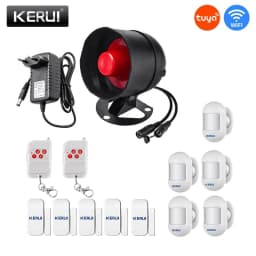 KERUI Tuya WIFI Siren Alarm System Installation Simple Infrared Sensor Connection Remote Control Home Security Protection Set