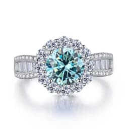 JoyceJelly 2ct Royal Blue Moissanite Ring for Cham Lady Round 8H8A Cut VVS1 Moissanite Diamond Dating Wedding Party Jewerly Gift