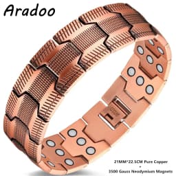 ARADOO Pure Copper Magnetic Bracelets for Men with Double-Row Strong Magnets Link Bracelet Jewelry Gifts