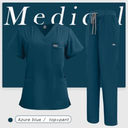 V-Neck Scrubs Top Straight Pants Uniforms Set Medical Nurse Uniforms Hospital Dentist Overalls Pharmacy Work Clothes Pocket Suit