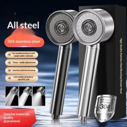 304 Stainless Steel High Pressure Filter Shower Head 3-Speed Large Flow Showerhead Shatter-Resistant Detachable for Bathroom