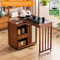 2025 Hot Selling Portable Tea Table with Heating Kettle for Home Balcony Tea Ceremony