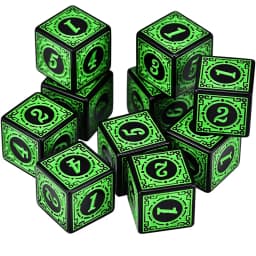 10PCS/Set Acrylic Dice Set D6 Carved Pattern Polyhedron Dice 6-sides Game Dice for RPG Dungeons and Dragons Board Game