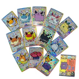 55Pcs Chibi DIY Card Poke Collection PTCG Holographic Cute Anime Version Classical Cards Gengar Charizard Eevee Pocket Monster