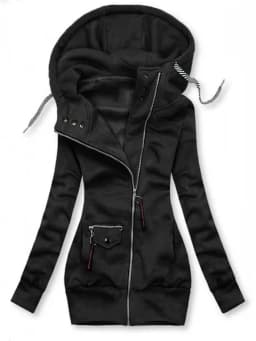 Slimming Printed Hoodie Women's Drawstring Long Sleeve Thickened Polyester Fiber Commute Style Cardigan Sweater