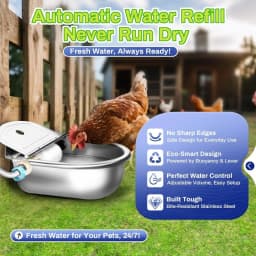 Stainless Steel Pet Water Dispenser with Float Ball Valve Automatic Dog Water Bowl Auto Refill Outdoor Hanging Pets Waterer
