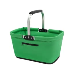Foldable Shopping Basket Shopping Basket with Padded Handle and Zip Pocket for Shopping, Picnics & Storage
