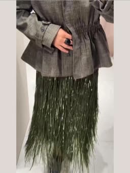 Women's Olive Green Sequin Fringe Midi Skirt Sparkly Tassel Party Skirt for Evening Clubwear 2025 Festival New Sexy Lady Skirts