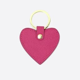 Free custom monogram logo leather keyring saffiano heart shaped kechians for promotion gift keychain ring keychain