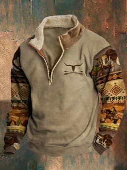 Spring Autumn New Men Wool Collar Half-zipper Hoodies Sweatshirts Print Casual European American Trend Jacket Long-sleeved Tops