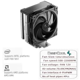DEEPCOOL AG400 4 Heat Pipe CPU Air-Cooled Cooler ARGB PWM TDP 220W CPU Radiator for LGA1700 1200 115X 1151 1155 AMD AM4 AM5