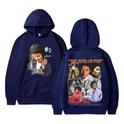 Classic Michael Jackson King of Pop Double Sided Print Hoodie Men Vintage Gothic Rock Sweatshirt Man Casual Oversized Streetwear