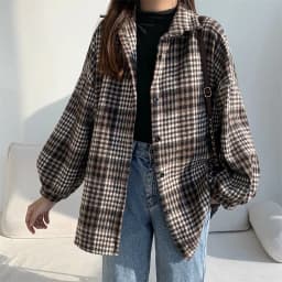 Shirt Women Plaid Flannel Shacket Slouchy Oversized Button Down Long Sleeve Check Shirt Jacket Fall Winter Christmas Outfit
