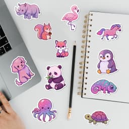50PCS Cute Style Shiny Animals Graffiti Stickers DIY Decoration Notebook Phone Guitar Skateboard Kawaii Decals Kids Toys Gift