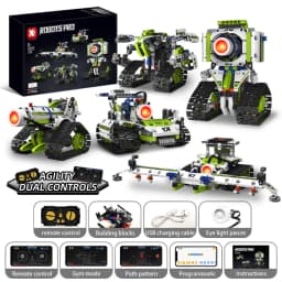 K96158 337PCS 5-in-1 Electric Remote Control Programmable Robot STEM Educational Coding Toy with Digital Display