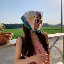 Flower Printed Headscarf Gentle INS Style Sun Protection Headband Towel French Pastoral Style Headband Women