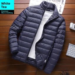 Men's Winter Lightweight down Cotton Jacket Short Casual Stand Collar Warm Top Dad's Cotton Coat Outerwear Slim Fit Style