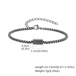 Vnox Stainless Steel Box Chain Bracelets for Men Teens, Geomtric Square Tube Charm Bracelets, Adjustable Metal Jewelry Gift