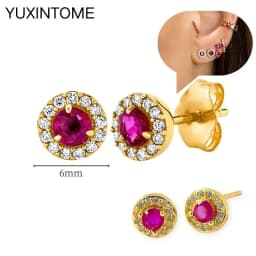 925 Silver Ear Needle Rose Red Hoop Earrings For Women Exquisite Water Drop/Flower/Heart Crystal Piercing Huggie Earring Jewelry