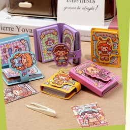 1 Mini Dress-Up Sticker Book Easy to Carry in Your Pocket Cute No-Cut Stickers for Journals Creative Scene Dress-Up Sticker Book