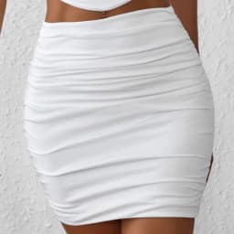 Women Sexy Slim Bodycon Skirts Solid Color Tight Night Club High Waist Pencil Mini Skirts Woman Summer Elegant Pleated Skirt