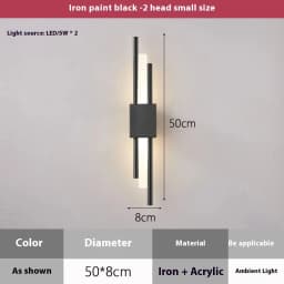Modern led wall light Wall Lamps Black And Bronze Brass Gold Metal Acrylic Pipe LED wall lamps for living room Wall Sconce