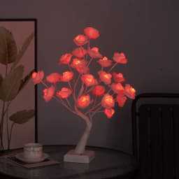 18 Colors Rose Flower Tree Lamp Remote LED Night Light USB/Battery Powered Table Desk Decor Wedding Christmas Gift for Women Mom