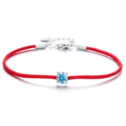 925 Sterling Silver 0.5ct D VVS Moissanite Red Rope Bracelet with for Women Fine Jewelry Wedding Engagement Party Christmas Gift