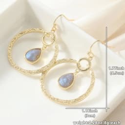 Gold Plated Vintage Large Circle Pendant Earrings Classic Artistic Inlay Synthetic Gemstone Earrings Trendy Jewelry