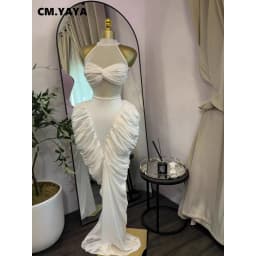 CM.YAYA Women Long Sleeve Patchwork Ruched Smock Maxi Long Dress 2026 Sexy Girl Vacation Trendy Party Birthday Dresses Vestidos