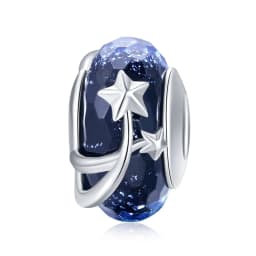Bamoer 925 Sterling Silver Universe Series Star & Moon Beads Blue Planet Pendant Charms for Women Bracelet DIY Fine Jewelry Gift