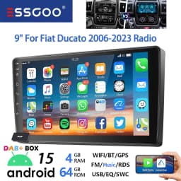 ESSGOO 9" Android 15 4+64G Car Stereo Radio For Fiat Ducato/Peugeot Boxer/Citro Carplay Android Auto GPS Navi FM RDS WiFi BT SWC