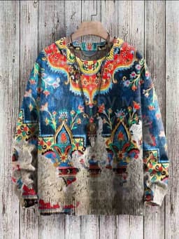 Vintage Art Printed Casual Knit Pullover Sweater Women For Men Sweater