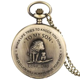 Best Gift For Son Lion Man Quartz Pocket Watch Necklace Chain For My Son Love Dad Design Pendant Watch