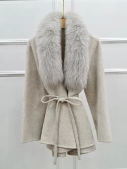 High End Winter Woman Wool Coats Double Face Cashmere Coat with Real Fur Collar And Belt Luxury Ladies Jacket Warm Clothing Fall