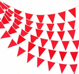 Red White Green Party Bunting 33ft | Plastic Flags for Christmas Mexican Fiesta | Bulk Stadium Wedding Store Decor