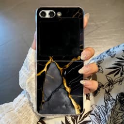 Marble Pattern Transparent Phone Case For Samsung Galaxy Z Flip 6 5 4 3 Clear Hard Folding Cover For Samsung Z Flip6 Flip5 Flip4