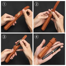 CRAZYSMITH Handmade Genuine Leather Fountain Pen Case, Full Grain Cowhide Pen Sleeve Holder, Protective Pen Pouch, Luxury Gifts