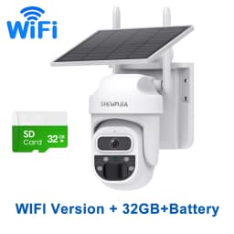 SHIWOJIA 5MP Solar Camera 4G SIM Outdoor 360° Wireless WIFI Solar Battery Powered PTZ Security Cameras PIR Night Vision Video