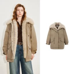 TOYOUTH Women's Down Jacket 2025 Winter New 90% Down Teddy Fleece Jacket Retro Barn Style Warm Outerwear