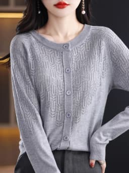 Spring Autumn Women Wool Blend Sweater O-neck Hollow Out Cardigan New Fashion Casual Knitted Slim Soft Jacket Bottoming Tops