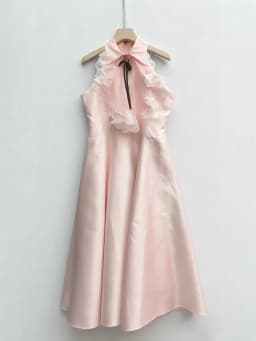 TWOTWINSTYLE Elegant Slimming Spliced Lace Long Dresses for Women Lapel Sleeveless High Waist Patchwork Bowknot Dress Female New