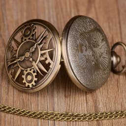 Unique Retro Bronze Steampunk Hollow Gear Design Quartz Pocket Watch with Necklace Chain Leisure Pendant Gift Men's Clock